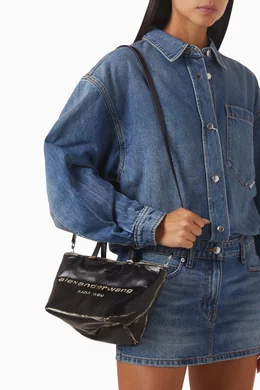 Buy Alexander Wang Black Small Punch Tote Bag in Brushed