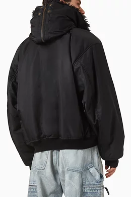 Buy Balenciaga Black Hooded Bomber Jacket in Nylon For Men Online