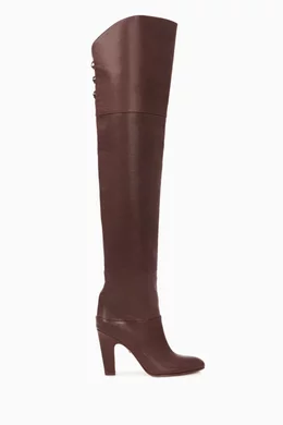 Buy Chloe Burgundy Eve Thigh High Boots in Vintage effect Leather For Women Online Ounass Saudi