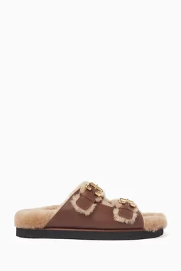 Chloe shearling slides clearance