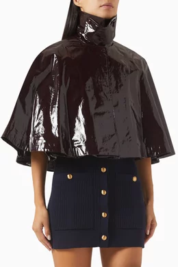 Buy Chloé Brown Short Cape in Lacquered Cotton For Women