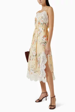 Buy Zimmermann Yellow Everley Lace-trim Slip Dress in Linen For Women  Online | Ounass Saudi