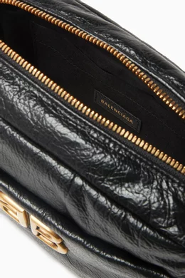 Buy Balenciaga Black XS Monaco Camera Bag in Arena Calfskin