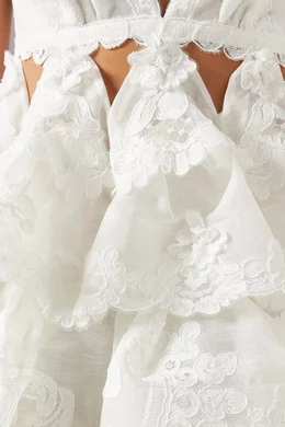 Buy Zimmermann Neutral Crush Tiered Mini Dress in Lace For Women Online |  Ounass Saudi