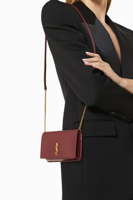 Buy SAINT LAURENT Red Cassandre Phone Holder with Strap in Leather