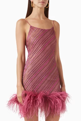 oseree pink dress Rose Appliqu Balconette Mini Dress