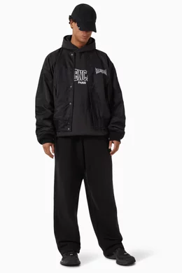 BALENCIAGA*魅力の逸品*ボクシング フィット ラージ パーカー Buy Balenciaga Black Boxing Large-fit Hoodie in Archetype