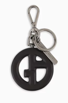 Giorgio Armani ロゴ キーホルダー Buy Giorgio Armani Grey Logo Keyring in Nappa Leather For Men