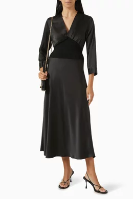 Buy SANDRO Black Mahaut Maxi Dress in Satin For Women Online Ounass Saudi