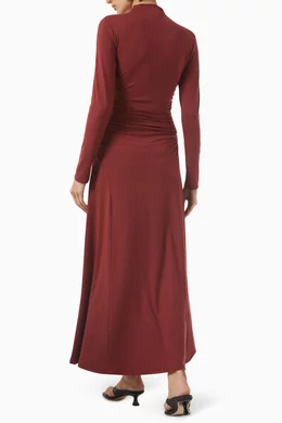Buy Reformation Burgundy Nemy Maxi Dress in Knit-jersey For Women