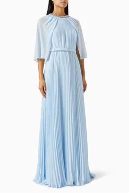 strapless open back dress Grey Satin Pleated Maxi Dress – self-portrait-EU