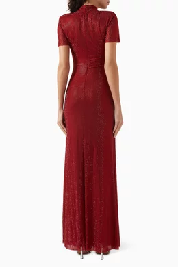 Buy Self-Portrait Red Rhinestone-embellished Maxi Dress in
