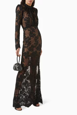 Buy Self-Portrait Black Rhinestone-embellished Maxi Dress in
