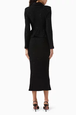 Buy Self-Portrait Black Textured Knit Peplum Midi Dress For Women Online |  Ounass Saudi