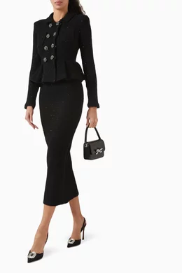 Textured Knit Peplum Midi Dress