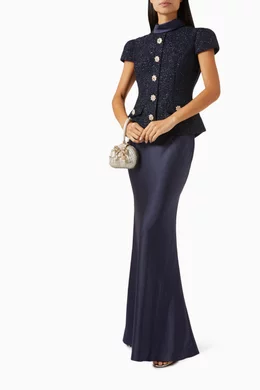 Buy Self-Portrait Blue Metallic Boucl Maxi Dress For Women Online | Ounass  Saudi