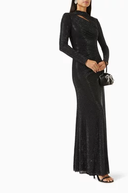 Buy Self-Portrait Black Cut-out Rhinestone Maxi Dress in Mesh For Women  Online | Ounass Saudi