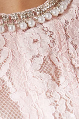 chinese dress ladies Pink Tailored Lace Midi Dress – self-portrait-US main image 1