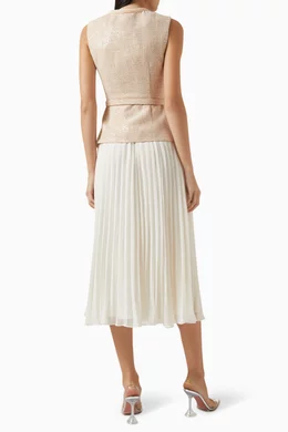 white christmas dresses Cream Boucle Bow Detail Midi Dress – self-portrait main image 0
