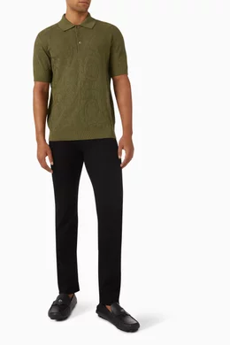 Buy Versace Green Barocco Polo Shirt in Knit For Men Online