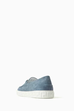 Buy Versace Blue Medusa '95 Greca Loafers in Suede For Men Online