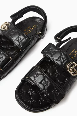 GUCCI＊BLACK LEATHER SANDALS/26㎝ Buy Gucci Black GG Embossed Sandals in Leather For Women Online