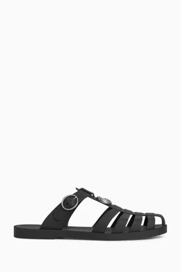 Gucci black glossy rubber sandals online