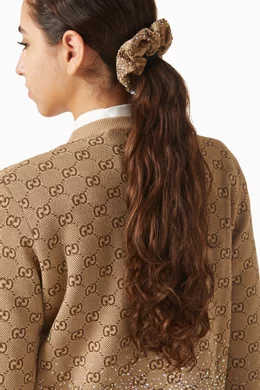 Buy Gucci Brown Scrunchie in GG Crystal Canvas For Women  display picture 3