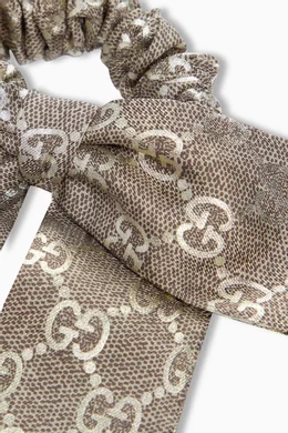 Gucci Brown Monogram Scrunchie with a Bow Hair Accessory Gucci Brown Monogram Scrunchie with a Bow Hair Accessory main image 2