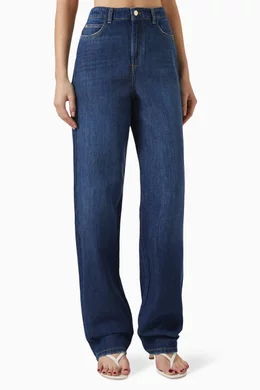 Buy Emporio Armani Blue Straight-leg Jeans in Denim For Women 