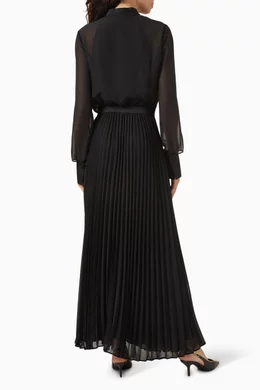 Buy Emporio Armani Black Pleated Maxi Dress in Georgette For Women Online |  Ounass Saudi