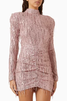 Buy Rotate Birger Christensen Orange Sequin Fringe Mini Dress in Recycled  Polyester Blend For Women Online | Ounass Saudi