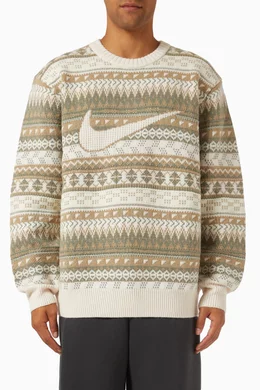Buy Nike Multicolour Life Fair Isle Swoosh Sweater in Wool-blend