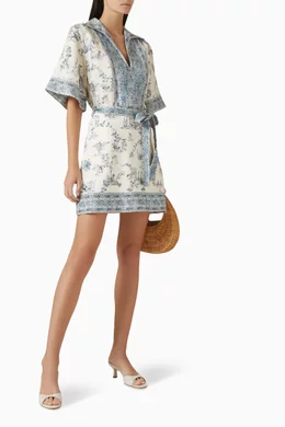 Buy ALEMAIS Neutral Casa Belted Mini Dress in Linen For Women Online |  Ounass Saudi