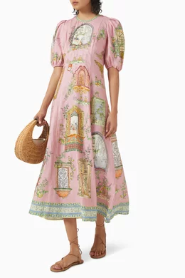 Buy ALEMAIS Multicolour Monte Midi Dress in Linen For Women Online | Ounass  Saudi