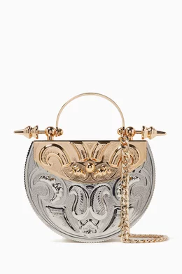Buy Okhtein Multicolour Oval Minaudiere Top handle Bag in Gold Palladium plated Brass For Women Online Ounass Saudi