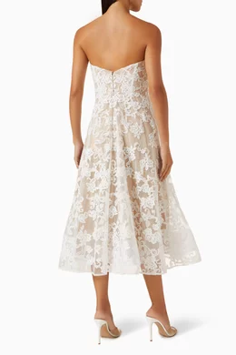 Buy Marchesa Notte Neutral Flower Appliqu Midi Dress in Corded Lace For  Women Online | Ounass Saudi