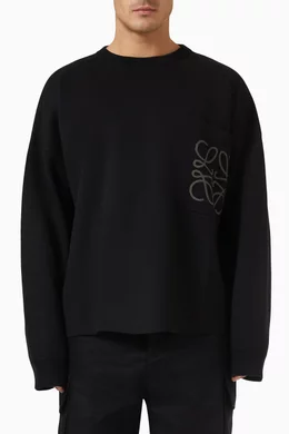 Buy LOEWE Black Anagram Pocket Sweater in Cotton-blend For Men 