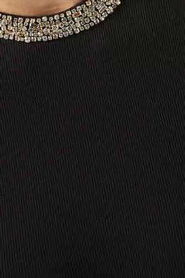 Buy SANDRO Black Rhinestone-trim T-shirt in Knit For Women Online