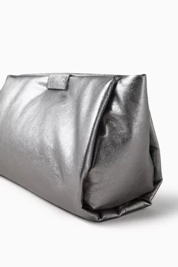 Buy Brunello Cucinelli Grey Clutch Bag in Lamé Calfskin For Women