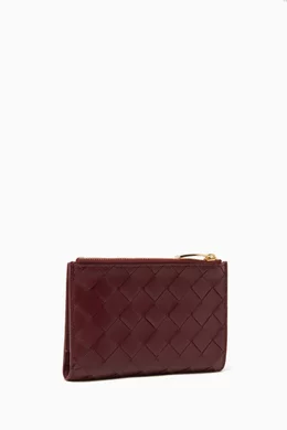 Buy Bottega Veneta Burgundy Medium Bi-fold Wallet in