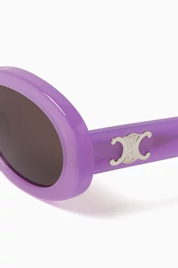 Buy CELINE Purple Triomphe Oval Sunglasses in Acetate For  display picture 1