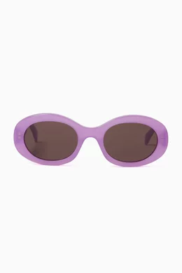 Buy CELINE Purple Triomphe Oval Sunglasses in Acetate For  display picture 1