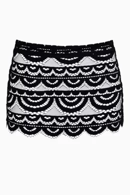 Buy PQ Swim Black Maycee Mini Skirt Cover-up in Sheer Lace For