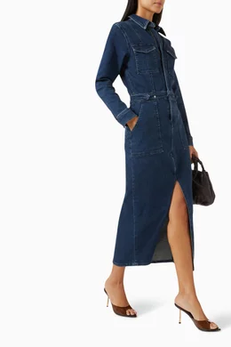 Buy Good American Blue Fit For Success Midi Dress in Denim For Women Online  | Ounass Saudi