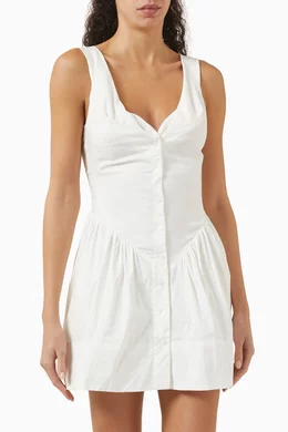 Buy Frankies Bikinis White Charlotte Corset Mini Dress in Cotton-poplin For Women Online