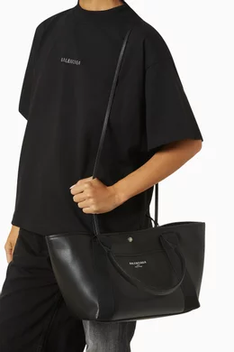 【関税&送料込】Balenciaga Black Leather Medium Biarritz Sho Buy Balenciaga Black Medium Biarritz Tote Bag in Calfskin
