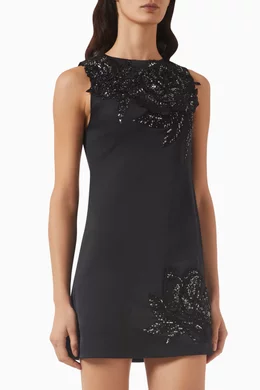 alice and olivia clyde embellished mini dress ALICE + OLIVIA Clyde Embellished Tweed Shift Dress