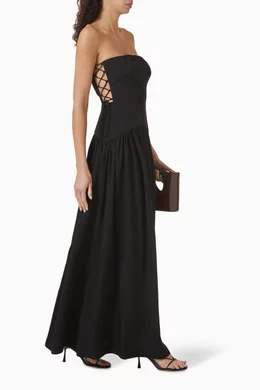 two birds bridal bridesmaid dresses Thalia Bias Ruched Midi Black By Shona Joy for SALE main image 0