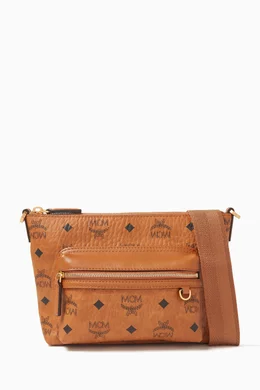 [MCM]★韓国人気★Aren Visetos messenger bag Buy MCM Brown Medium Aren Messenger Bag in Visetos For Men